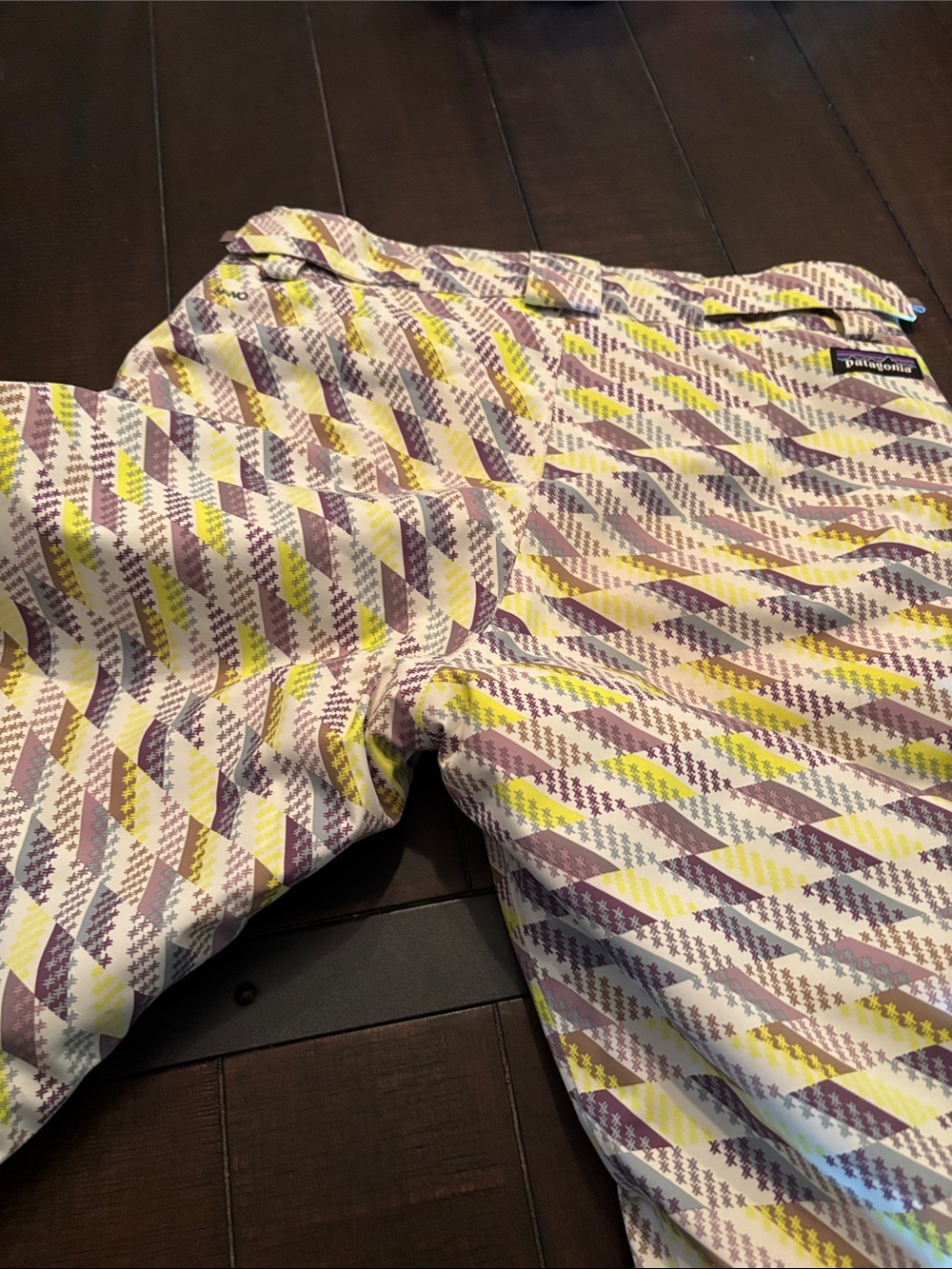 Patagonia Kids Geometric Snow Pants in Yellow and Brown - Picture 9 of 10